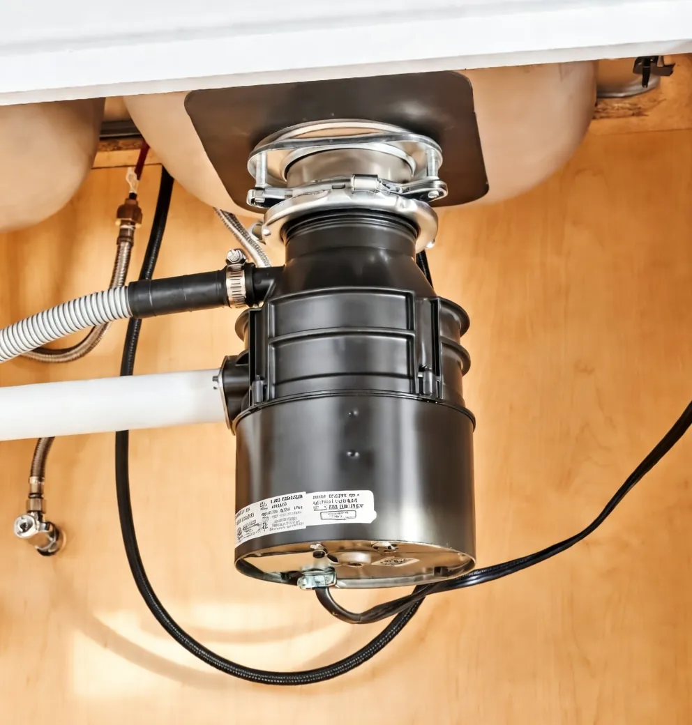 Garbage disposal unit installed under kitchen sink — repair and replacement in Metro Atlanta
