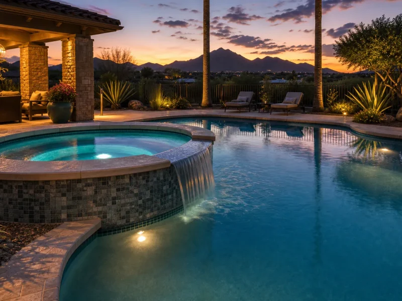 Spa + waterfall on The Resort plan