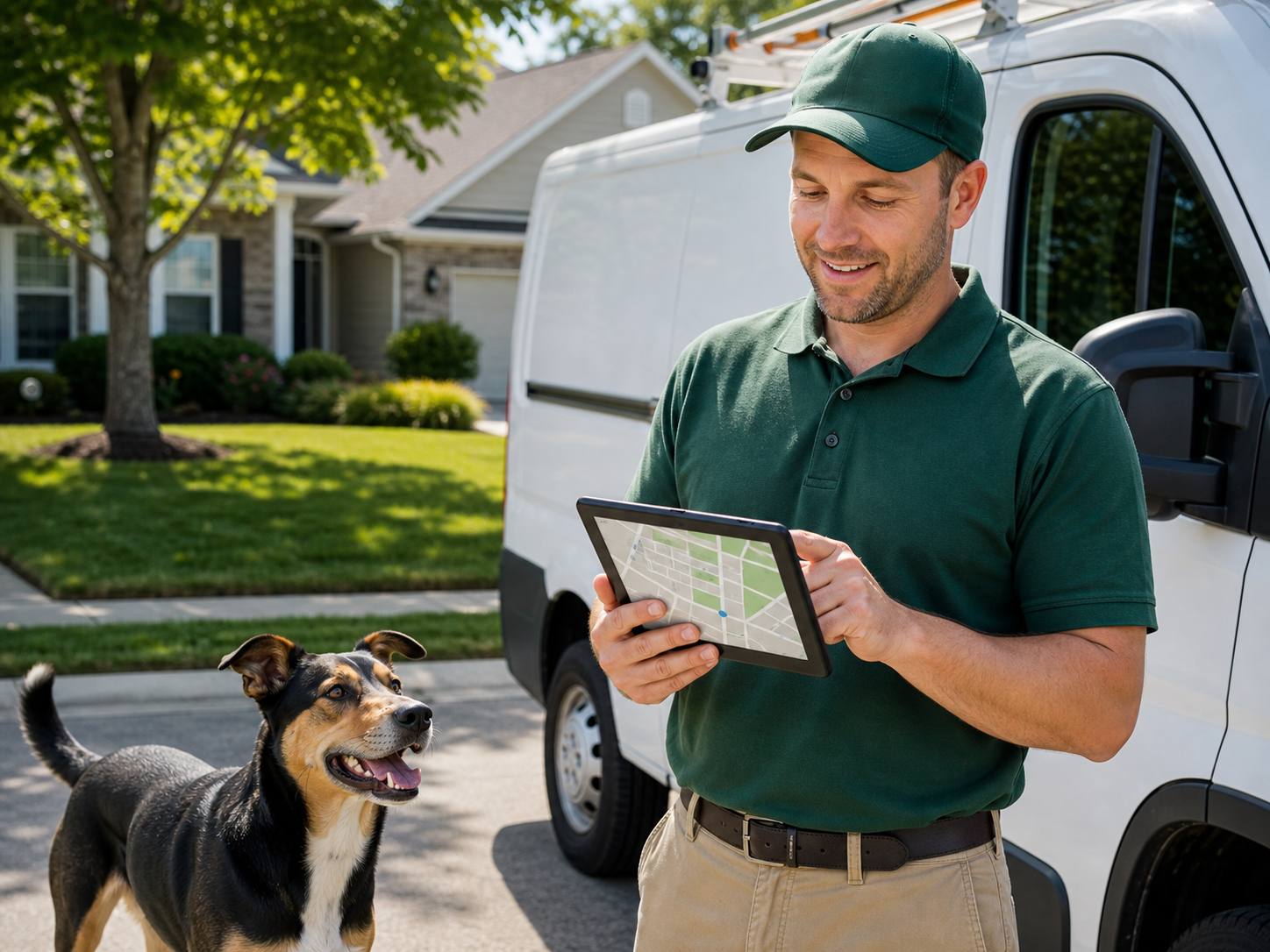 Service routes on a tablet
